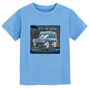 Tričko s krátkým rukávem s autem -světle modré - 98 LIGHT BLUE