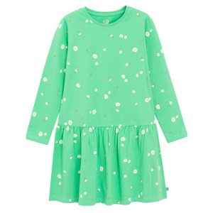 Šaty s dlouhým rukávem s květinami -zelené - 92 GREEN
