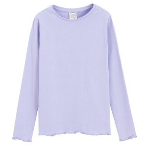 Žebrované tričko s dlouhým rukávem -fialové - 158 VIOLET