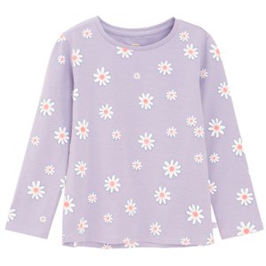 Tričko s dlouhým rukávem s květinovým potiskem -fialové - 134 VIOLET
