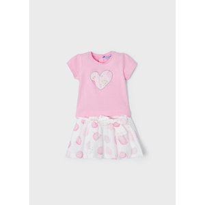 Set trička s krátkým rukávem a sukýnky HEARTS růžový BABY Mayoral velikost: 86 (18 měsíců)