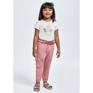 Kalhoty s vysokým pasem a páskem TENCEL světle růžové MINI Mayoral velikost: 116