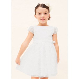 Šaty s krátkým rukávem a výšivkami KVĚTINY bílé MINI Mayoral velikost: 128