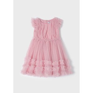 Šaty s krátkým rukávem a řasením světle růžové MINI Mayoral velikost: 134
