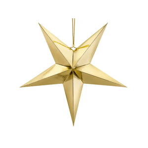 PartyDeco Papírová Vánoční hvězda zlatá 70 cm Party Deco
