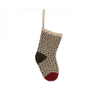 Pletená ponožka se vzorem zeleno-červená Maileg