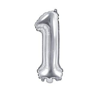 PartyDeco Balónek fóliový číslo 1 stříbrná 35 cm Party Deco