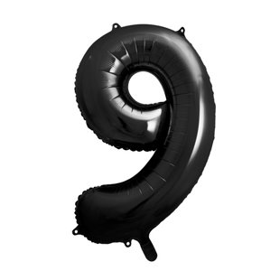 PartyDeco Balónek fóliový číslo 9 černý 100 cm Party Deco