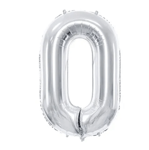 PartyDeco Balónek fóliový číslo 0 stříbrná 100cm Party Deco
