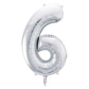 PartyDeco Balónek fóliový číslo 6 stříbrná 100 cm Party Deco