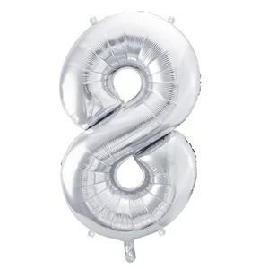 PartyDeco Balónek fóliový číslo 8 stříbrná 100 cm Party Deco