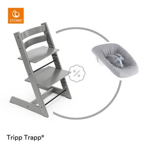 Stokke Židlička Tripp Trapp® - Storm Grey + novorozenecký set