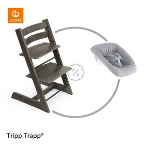 Stokke Židlička Tripp Trapp® - Hazy Grey + novorozenecký set