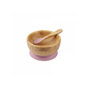 Citron Bambusová miska s přísavkou, Pudrově Růžová