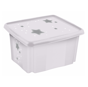 Keeeper Úložný box s víkem "Stars", Bílá - 45 litrů
