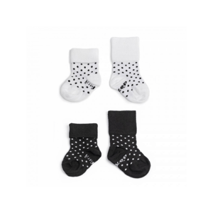 KipKep ponožky Stay-on-Socks 0-6m 2páry Black&White Dots