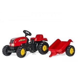 Šlapací traktor Rolly Kid s vlečkou - červený