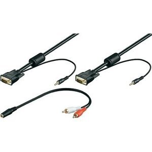VGA kabel k monitoru, 3,5 mm jack konektor, Stereo-Audio kabel, černý, 2 m