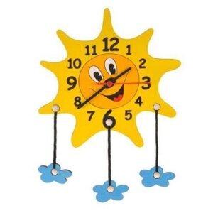 DoDo Dětské dřevěné hodiny sluníčko s mráčky