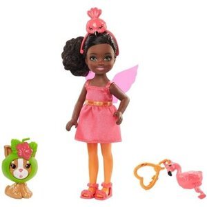 Barbie CHELSEA V KOSTÝMU varianta 4 černovláska, kostým plameňák