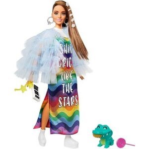 Barbie extra varianta 9 tmavovláska, duhové šaty
