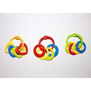 Kroužky se 4 tvary plast srdíčka, kolečka mix barev 3m+