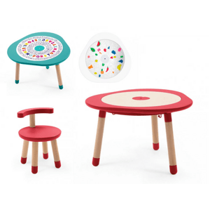 Stokke MuTable™ Cherry + židle + Diskcover Letters & Numbers + Play Dough