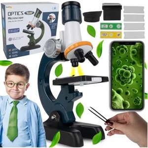 Dětský mikroskop s držákem na mobilní telefon - zelená