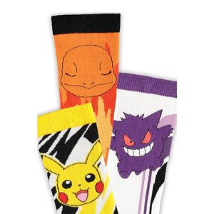 Pokémon ponožky Crew - Pikachu, Charmander, Gengar - sada 3 ks (vel. 39 - 42)