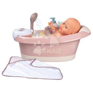 Vanička s tekoucí vodou ve sprše Balneo Bath Natur D'Amour Baby Nurse Smoby s jacuzzi koupelí se světlem a bubláním elektronické