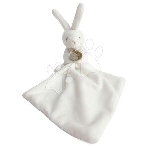 Plyšový zajíček na mazlení Bunny Flower Box Doudou et Compagnie bílý 10 cm v dárkovém balení od 0 měs