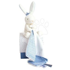 Plyšový zajíček na mazlení Bunny Sailor Perlidoudou Doudou et Compagnie modrý 10 cm v dárkovém balení od 0 měs