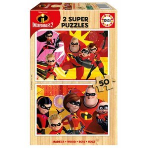 Dřevěné puzzle pro děti The incredibles 2 Educa Disney 2*50 dílků