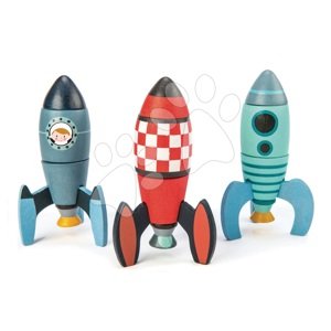 Dřevěné skládací rakety Rocket Construction Tender Leaf Toys kreativní hra 3 druhy, 18 dílů