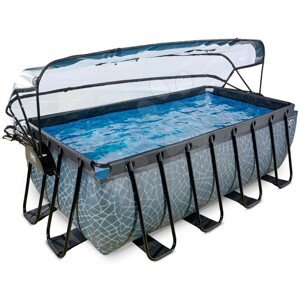 Bazén s krytem a pískovou filtrací Stone pool Exit Toys ocelová konstrukce 400*200*122 cm šedý od 6 let