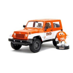Autíčko Jeep Wrangler 2007 M&M Jada kovové s otevíratelnými dveřmi a figurka Orange délka 18 cm 1:24