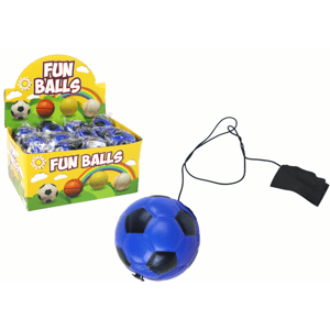 mamido Gumový skákací míček na gumičce 6 cm modrý