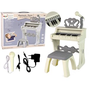 mamido Dětský elektrický klavír s židlí modrý POUŽITO