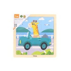 VIGA Dřevěné puzzle 9 dílků - auto