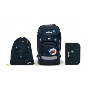 Školní set Ergobag prime Galaxy modrý 2023 - batoh + penál + sportovní pytel