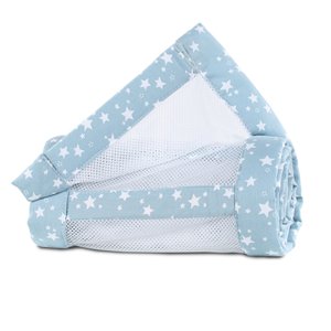 babybay ® Nest mesh piqué Maxi pro Boxspring a Comfort azurově modré hvězdy bílé 168x24 cm