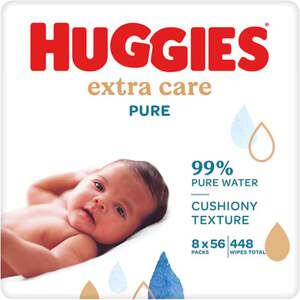 Huggies Dětské vlhčené ubrousky Pure Extra Care 8 x 56 ubrousků