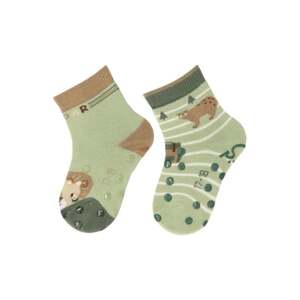 Sterntaler ABS batolecí ponožky dvojité balení lev/medvěd světle zelená