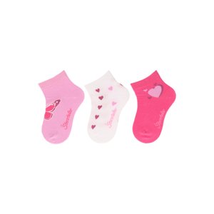 Sterntaler Krátké ponožky 3-pack hearts blossom pink