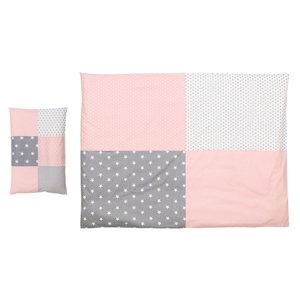 Ullenboom dětské ložní prádlo - set růžová/šedá 135 x 100 cm + 40 x 60 cm