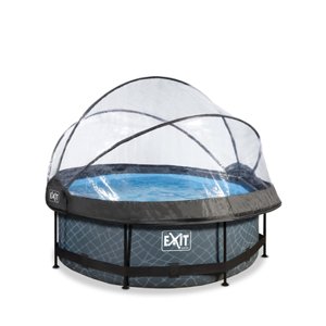 Rámový bazén EXIT ø244x76cm (12V kartušové čerpadlo) - šedý + sluneční stříška