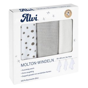 Alvi ® Plenky Molton 3-pack Aqua Dot 80 x 80 cm
