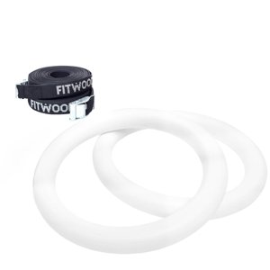 Fitwood Gymnastické kruhy ULPU, bílé - černé pásky