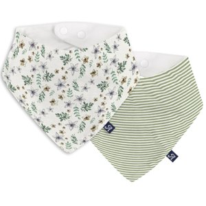Alvi ® Trojúhelníkový šátek 2-pack Petit Fleurs zelená/bílá