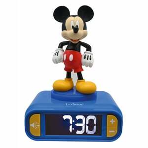 LEXIBOOK Budík Mickey Mouse s 3D postavičkou s nočním světlem a speciálními vyzváněcími tóny